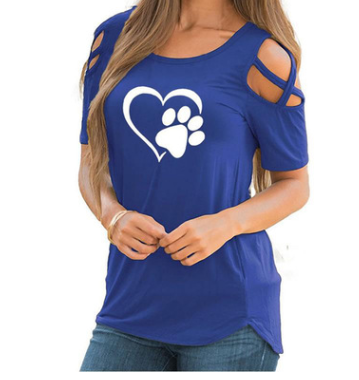 Round neck heart print short sleeve