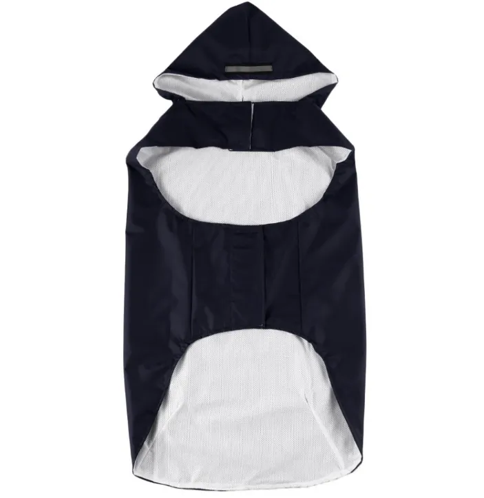 Pet Reflective Big Dog Rainwear Dog Rainwear Super Waterproof Cap All-in-One Dog Clothes - Black