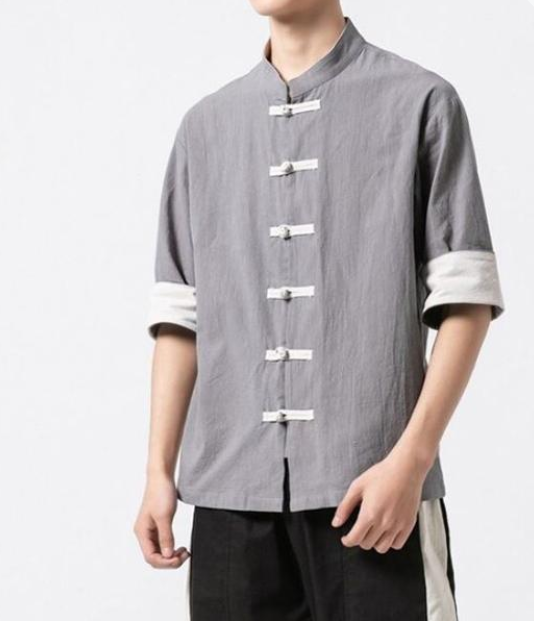 Chinese style linen buckle short sleeve