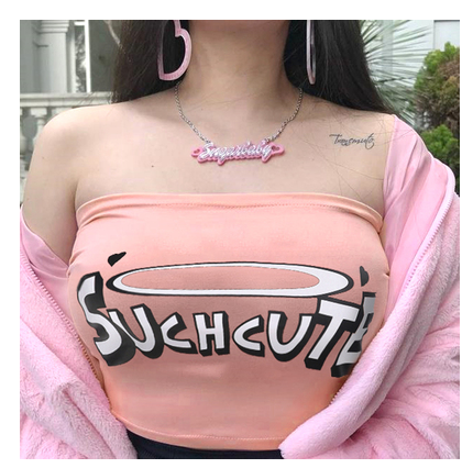 Spring and summer ins star word shoulder letter tube top wild bottom bra sexy wrapped chest female