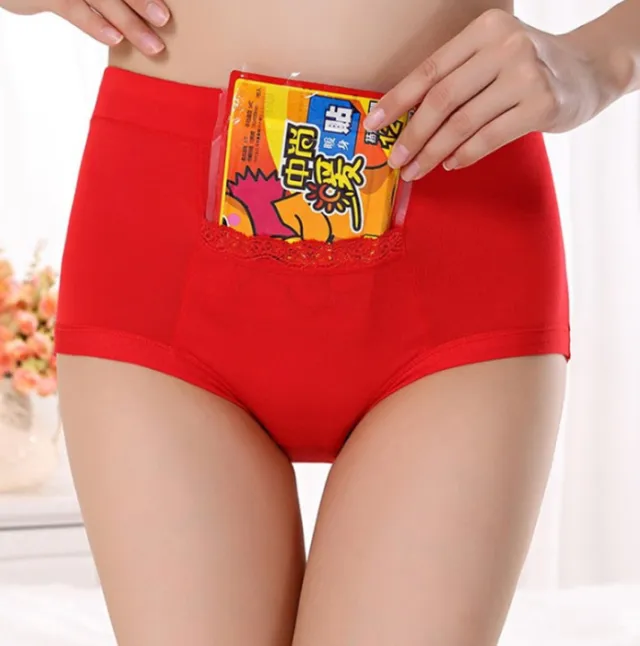 Menstrual period Bamboo fiber Womens underwear Long waisted side leakage proof pocket Health pants L XXXL R1 Red - Shop at LoveMi
