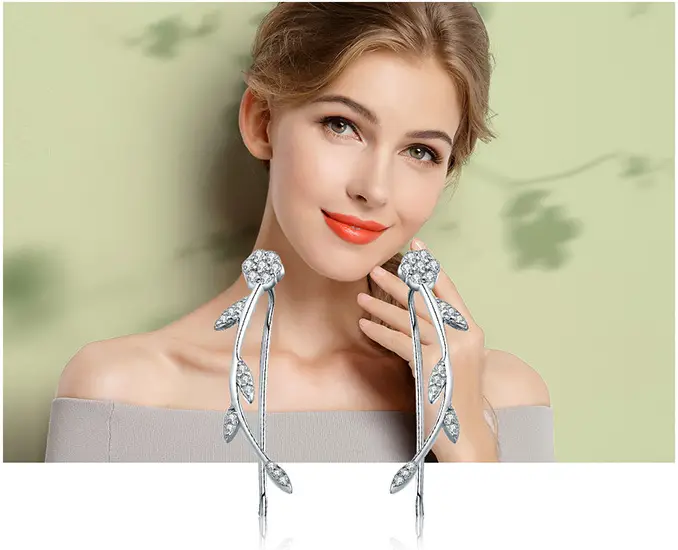 Sterling silver leaf stud earrings