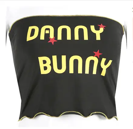 Spring and summer ins star word shoulder letter tube top wild bottom bra sexy wrapped chest female