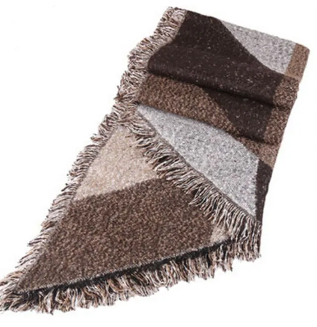 Foreign trade hot women's cashmere scarf plaid shawl warm thick autumn and winter European station cross border supply Khaki - Shop at LoveMi