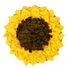 Pet sniffing pad Sunflower flower sniffing blanket Puzzle anti-mite food training dog yoga mat slow food dog bowl - Yellow - View 1