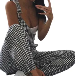 Plaid jumpsuit jumpsuit black pants - Black - View 1