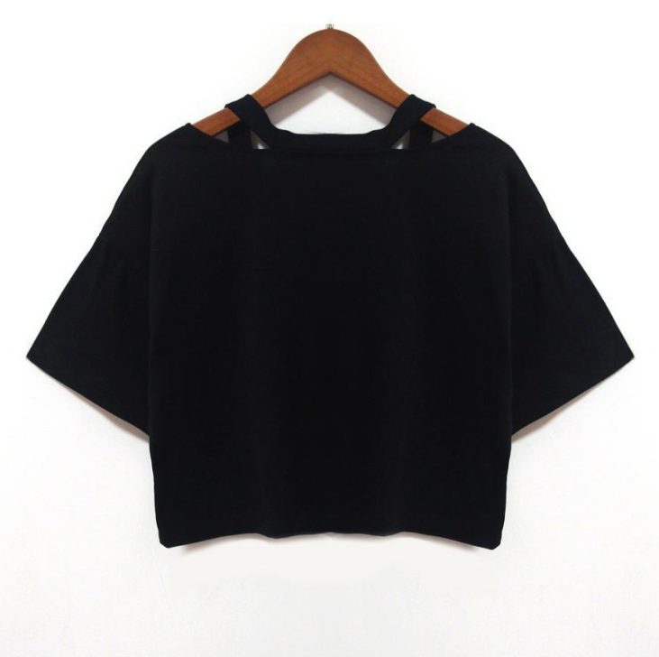 AA wind V-neck hollow planet print short T-shirt