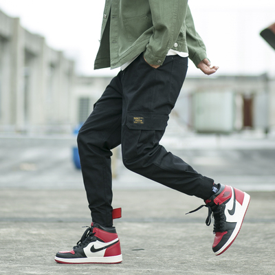 Overalls men's insole foot Korean version of the trend of wild loose nine points casual feet legs pants