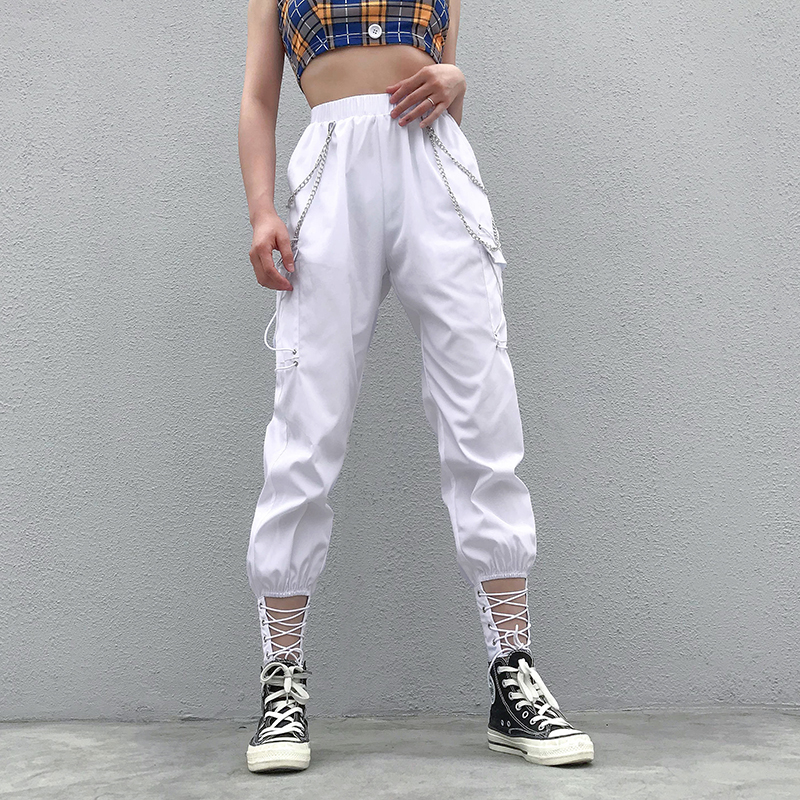 Chain overalls, high waist, loose legs, openwork, strappy pants