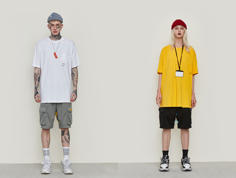 Contrast stitching casual shorts