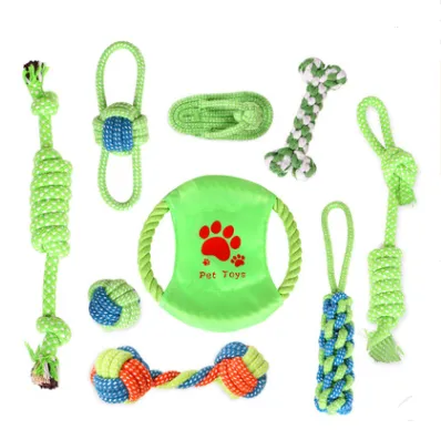 Molar supplies cotton rope toy cat and dog rope knot toy dog bite cleaning tooth toy set 9 Pieces Set 1 Style - Shop at LoveMi