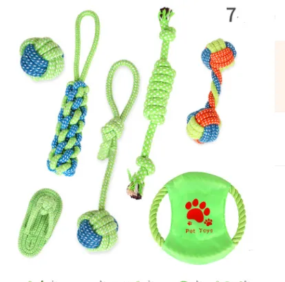 Molar supplies cotton rope toy cat and dog rope knot toy dog bite cleaning tooth toy set 7 Pieces Set 2 Style - Shop at LoveMi