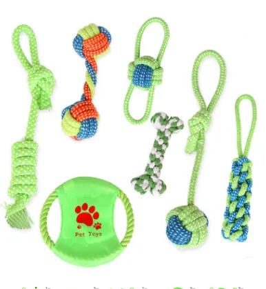 Molar supplies cotton rope toy cat and dog rope knot toy dog bite cleaning tooth toy set 7 Pieces Set 3 Style - Shop at LoveMi
