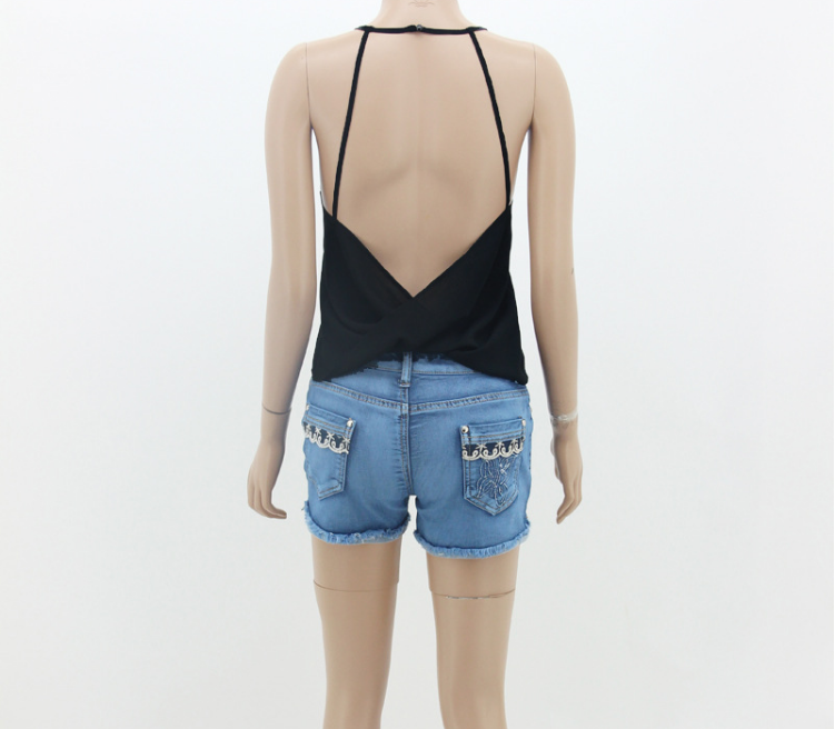 Sling tulle backless sexy chiffon shirt
