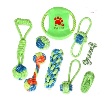 Molar supplies cotton rope toy cat and dog rope knot toy dog bite cleaning tooth toy set 9 Pieces Set 2 Style - Shop at LoveMi