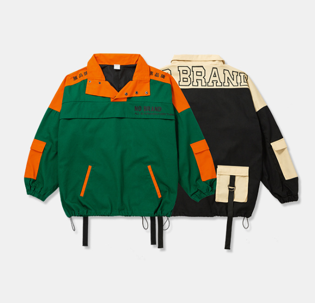 Spring new sports fan can be multi-bag contrast color stitching men's loose jacket