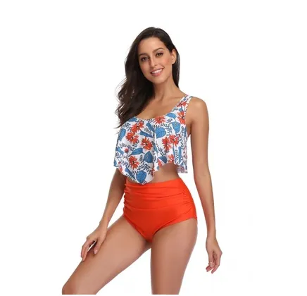 Printed high waist bikini Orange - Shop at LoveMi