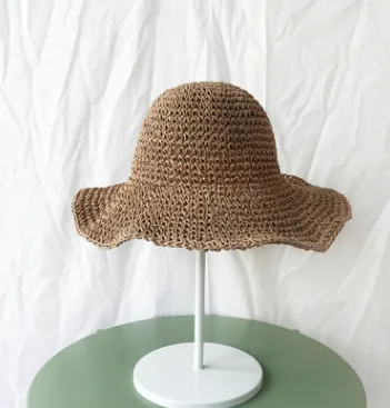 Summer Outing Sunscreen Hat for Women with Foldable Straw Hats Holiday Cool Hat Beach Hat Khaki - Shop at LoveMi