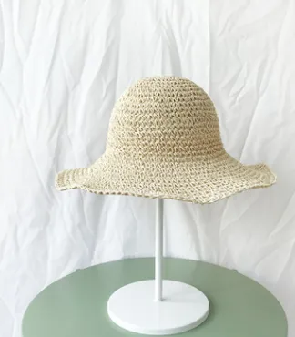 Summer Outing Sunscreen Hat for Women with Foldable Straw Hats Holiday Cool Hat Beach Hat Beige - Shop at LoveMi