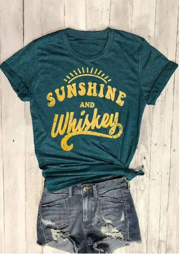 Round neck letter print T-shirt