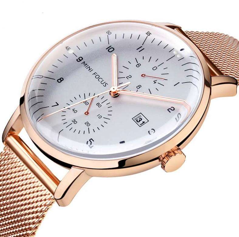 Men's Business Watch Japan Movement Calendar Luminous Waterproof Fake Two Eyes 0052G