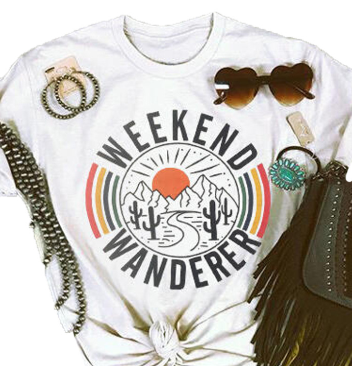 New summer loose printed short-sleeved round neck T-shirt female