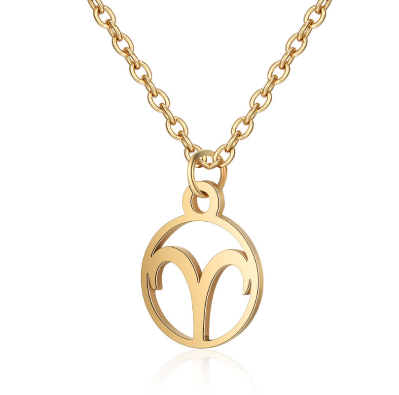 European and American fashion titanium steel pendant necklace AliExpress cross-border hot sale 12 constellation fashion stainless steel clavicle chain