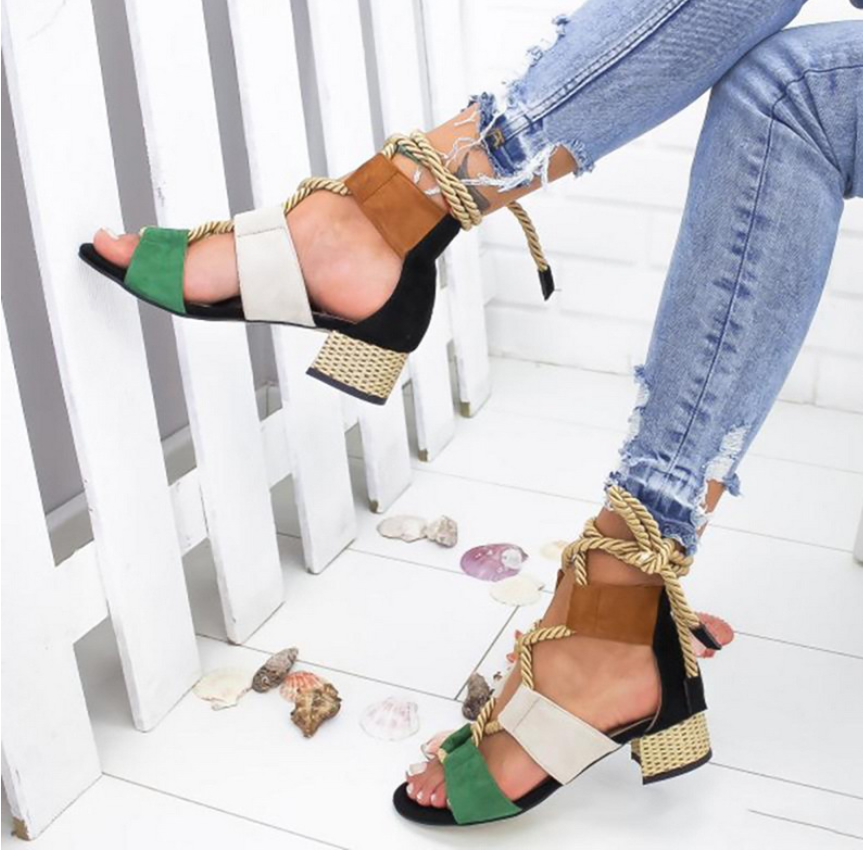 Round Head Color Matching in the Thick with Women's Large Size Fashion Sandals 34--43