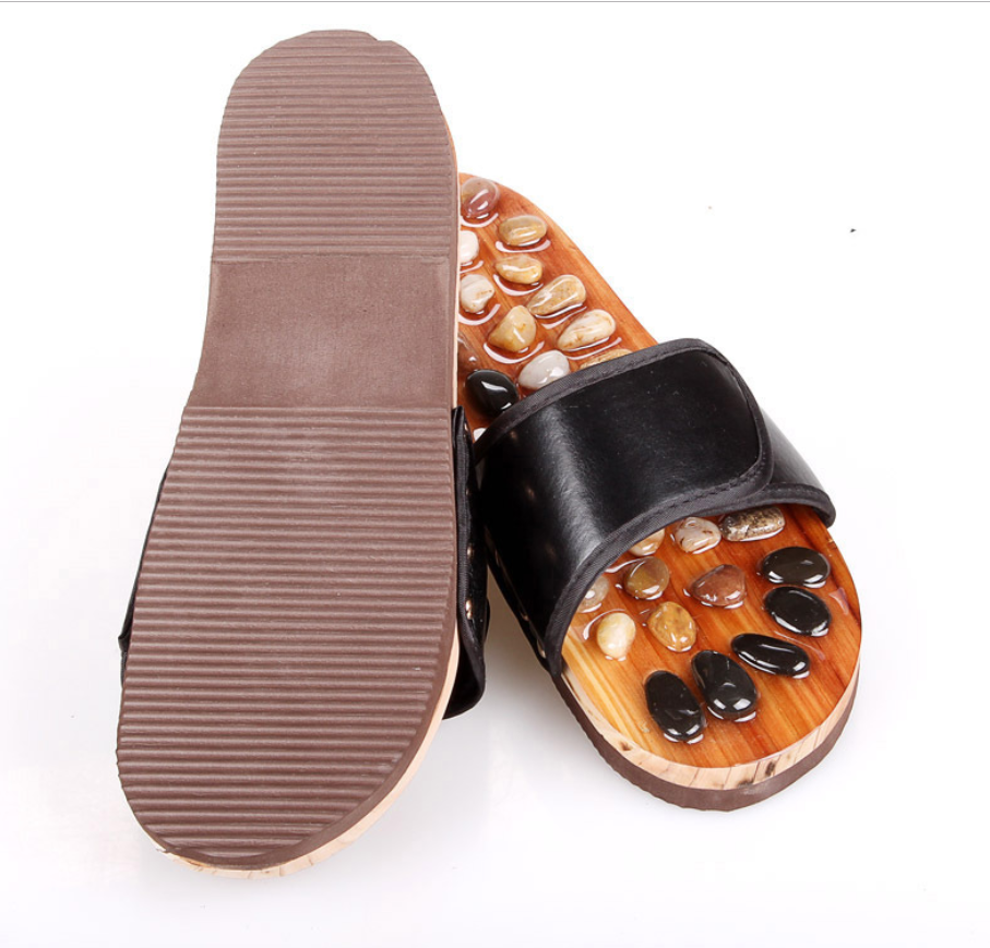 Natural color jade stone jade pebbles foot soles health massage shoes home slippers