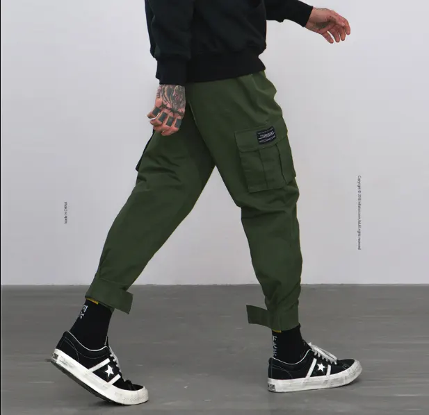 High Street Tide Brand Multi-pocket Function Overalls Men's Beam