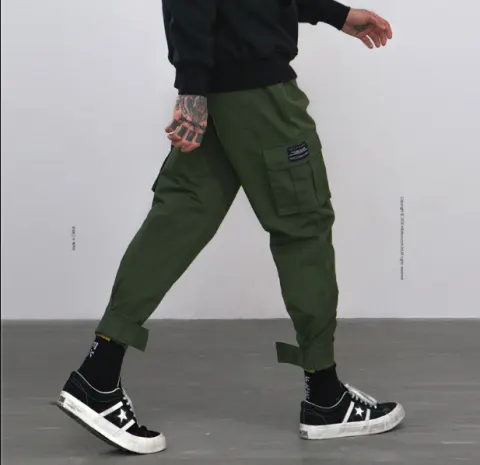 High Street Tide Brand Multi-pocket Function Overalls Men's Beam