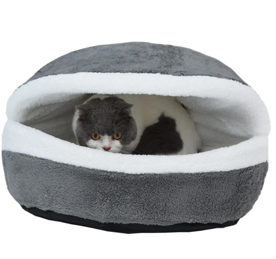 Removable cat litter dog kennel pet nest hamburger nest shell - Gray