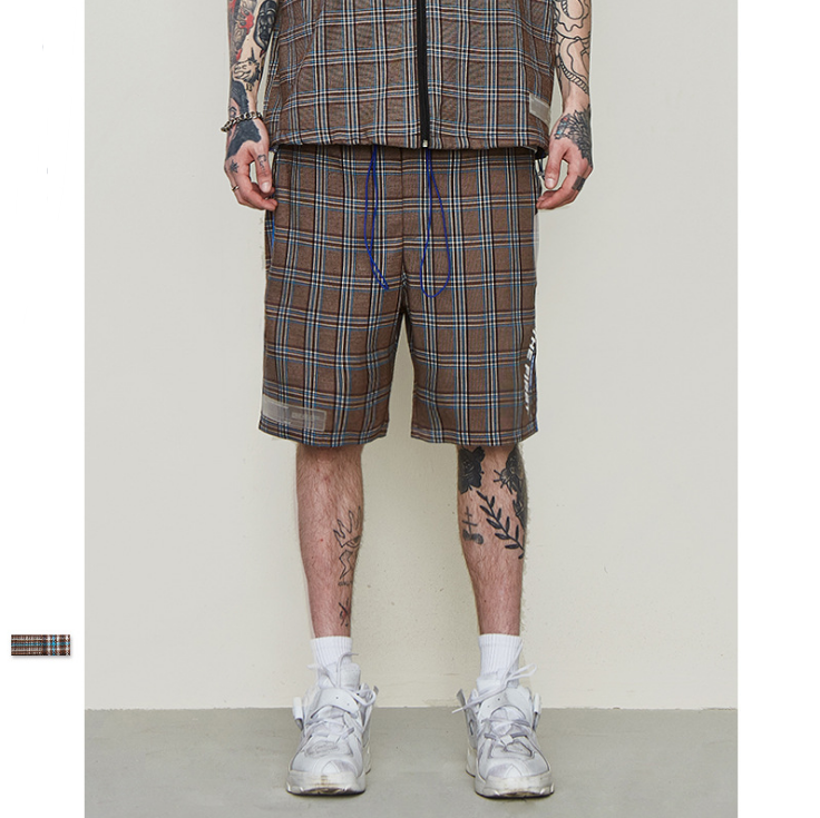 Vintage British wind side stripe stretch men's fashion shorts