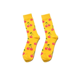 Men's and women's high-length flower long socks - Yellow