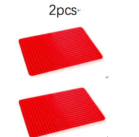 Non Stick Silicone Pyramid Cooking Mat Baking Mat With Grid Versatile Oven BBQ Cooking Mat Heat Resistant Mat Kitchen Tools Kitchen Gadgets Red 2Pcs - Shop at LoveMi