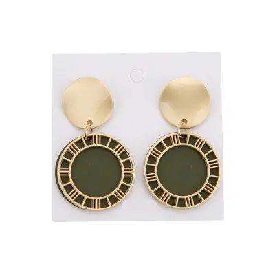 Popular in Europe and America Roman numerals hollow earrings sequin earrings Personality street girl earrings earrings