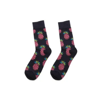 Men's and women's high-length flower long socks - Blue
