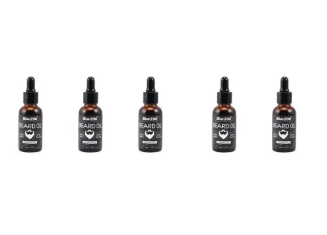 Black Bluezoo Beard Set Beard Oil Beard Wax Double Side Comb Brush Bag Small Scissors Set 5Pcs Oil - Shop at LoveMi