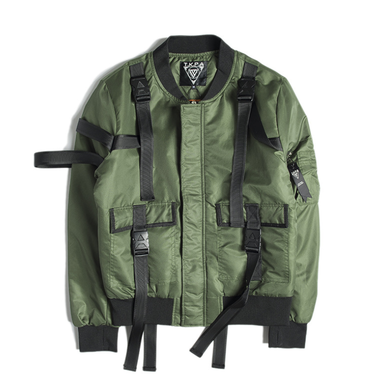 Card high street dark strap pilot MA1 jacket rock punk casual jacket tide male