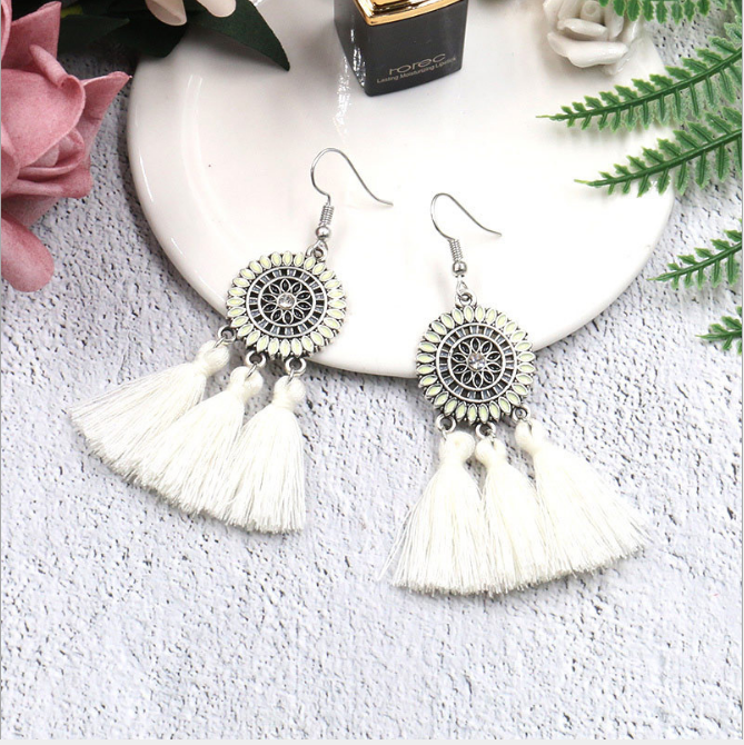 Sun Flower Tassel Earrings