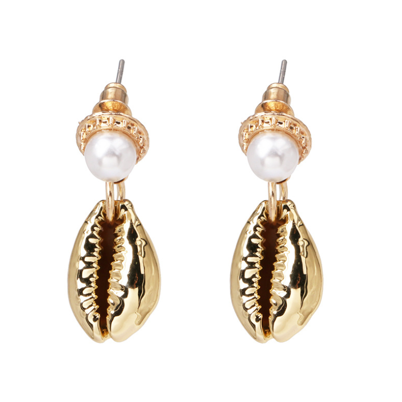 New pearl shell earrings female cross-border Amazon wish European and American creative fashion earrings earrings accessories