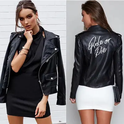 Letter Embroidered PU Leather