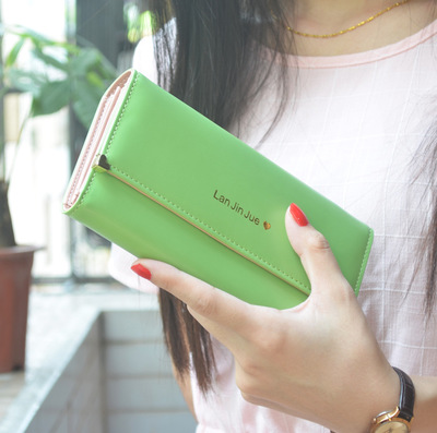 Tri fold women's long wallet Green - Shop at LoveMi