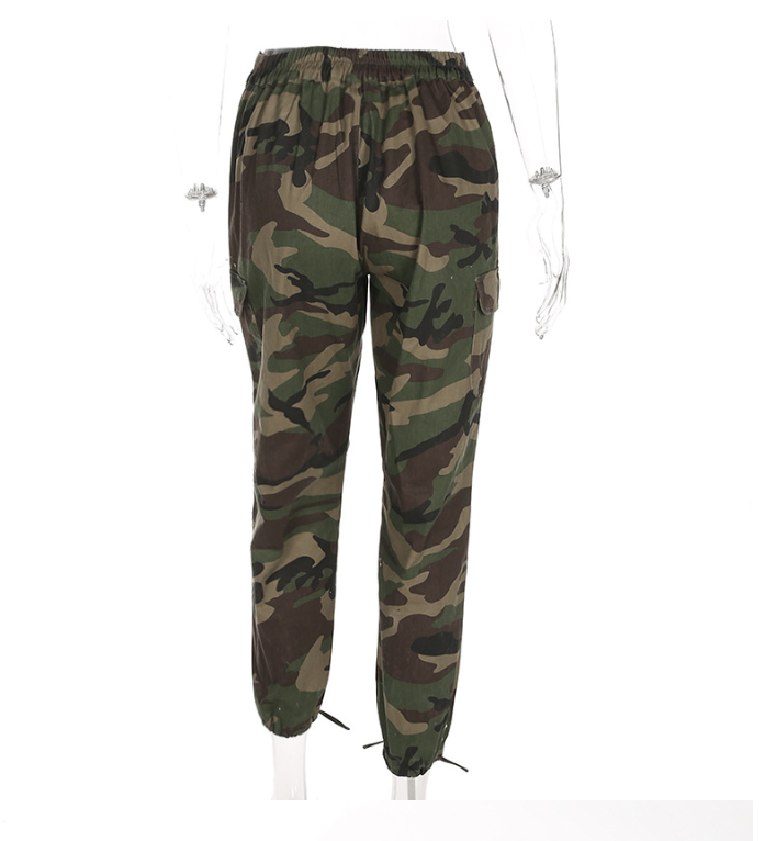 Camouflage zipper beam foot overalls women