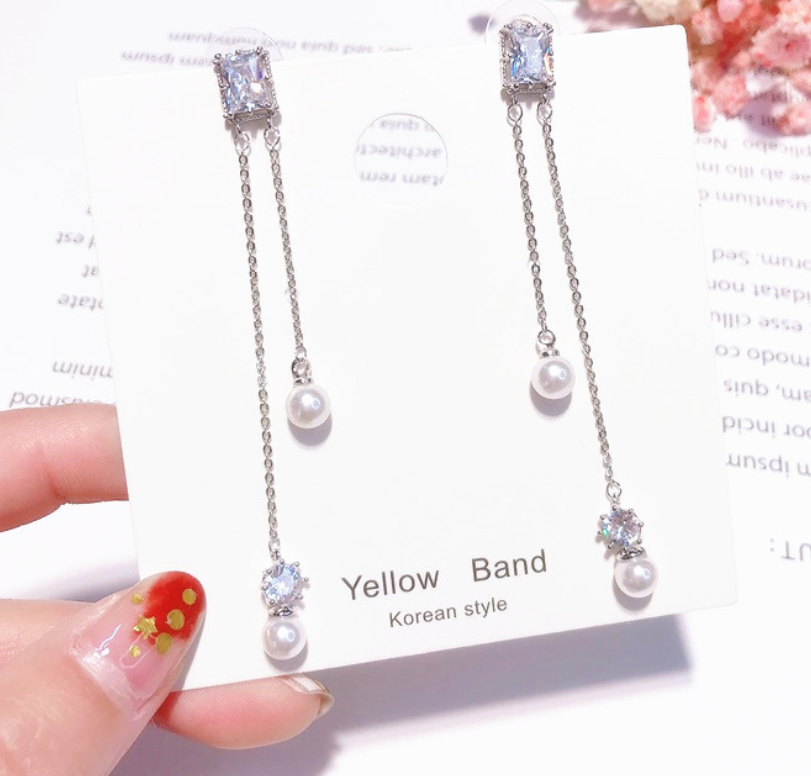 S925 silver pin crystal earrings