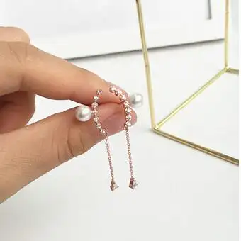 Smiling Pearl Earrings 925 Sterling Silver Female