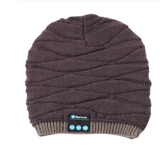 Wireless Bluetooth Knitted Hat Calls Music Stereo - Coffee