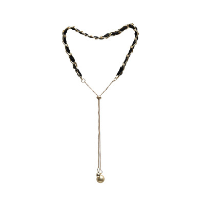 Korean version of the personality neck jewelry female niche pendant collar metal flannel stitching tassel necklace