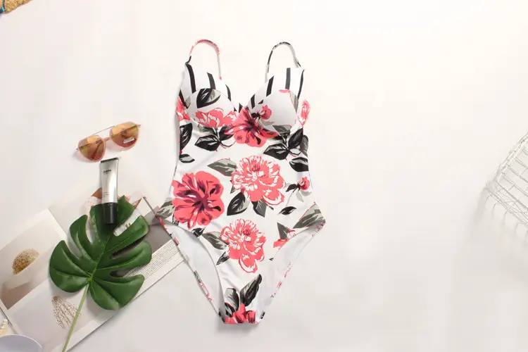 Black and white striped stitching bikini