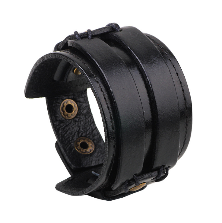 Vintage leather wide leather bracelet